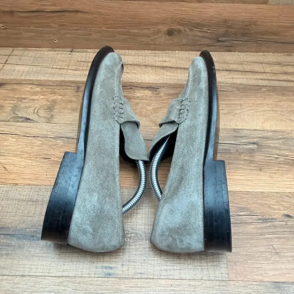 Alumnae Women's 7.5 Eu37.5 Loafers Shoes Suede Olive Green Made In Italy